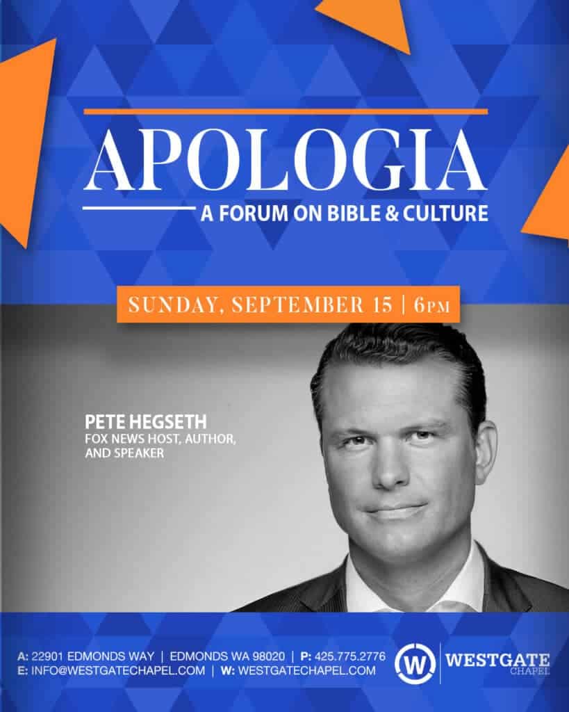 Graphic for APOLOGIA: Forum with Pete Hegseth
